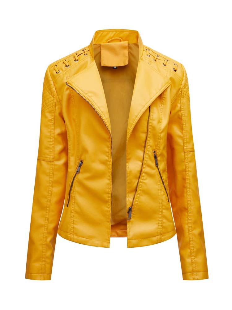 Ladies Leather Jacket , pockets , zippers with comfortable lining - TOP Seller / FREE Shipping