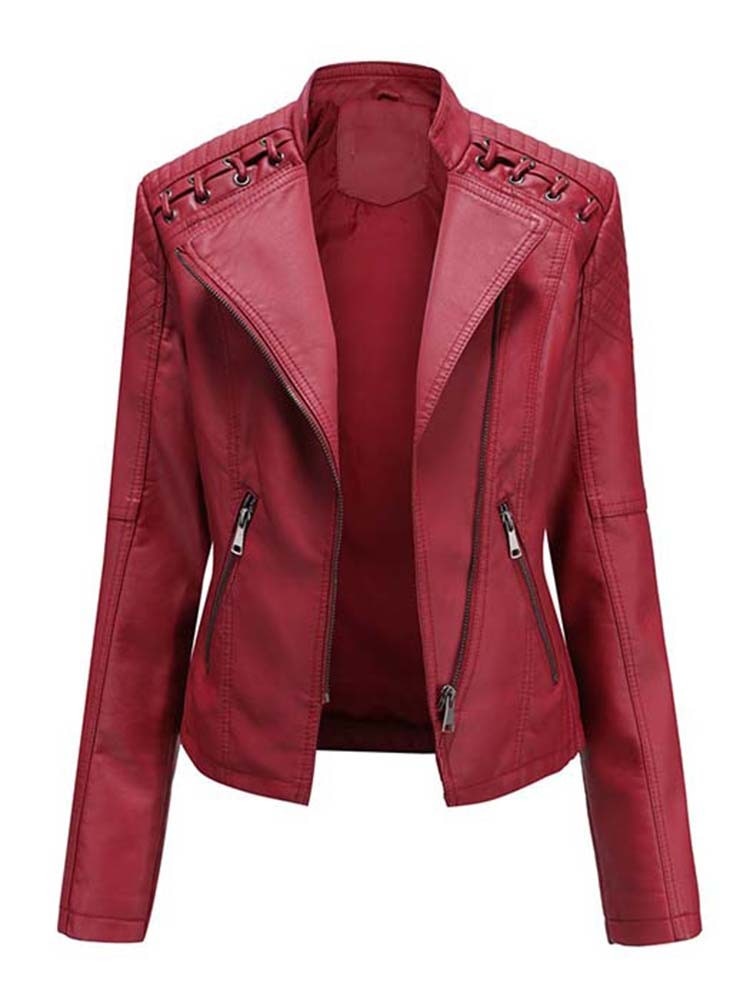 Ladies Leather Jacket , pockets , zippers with comfortable lining - TOP Seller / FREE Shipping