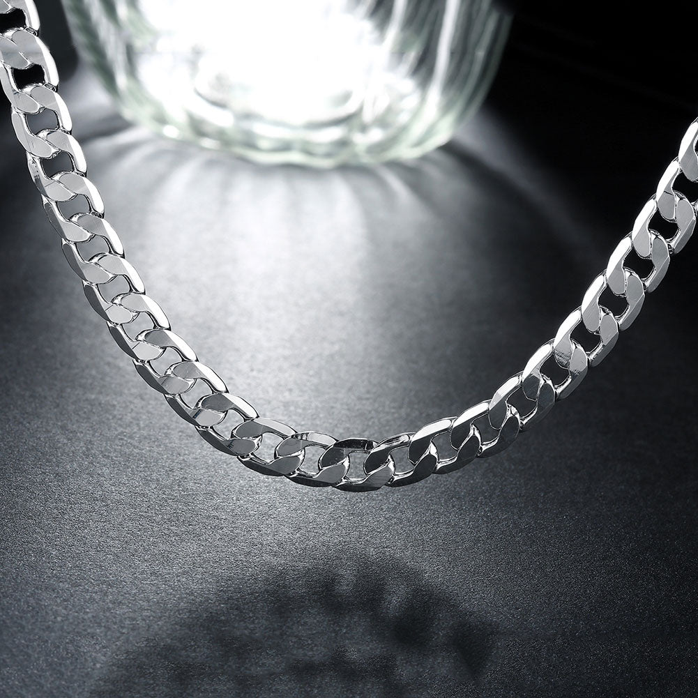 MORAED 925 Sterling Silver Italian Cuban Curb Chain Necklaces 6-8mm Men-Women/Free Shipping